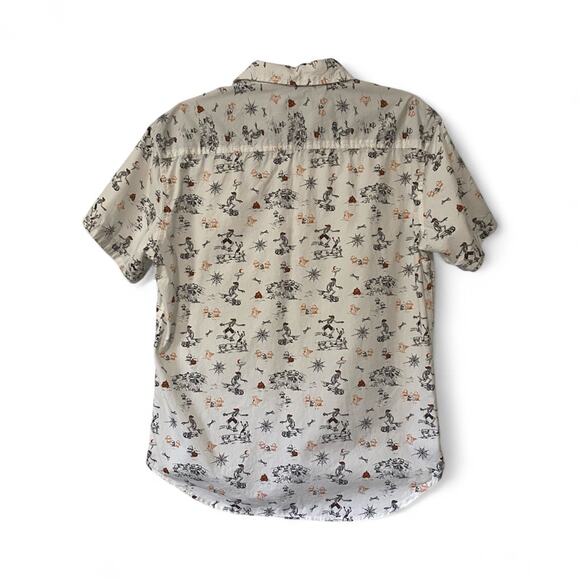 Eighth Avenue Men’s White Short Sleeve Button Skateboarding Skeleton Shirt M - Picture 2 of 4